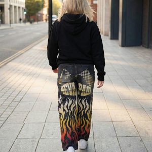 Flaming designed Jeans Trousers