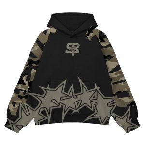 Camo Sleeve Graphic Hoodie