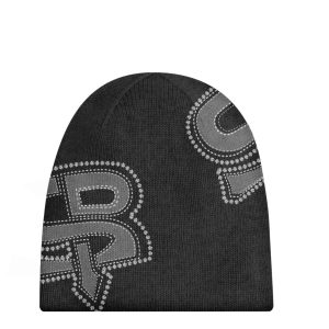 Black designed beanie hat